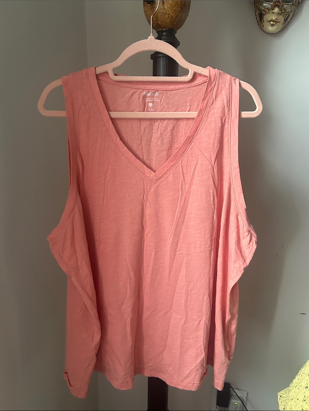 Madewell Coral Pink V-Neck Sleeveless Tank